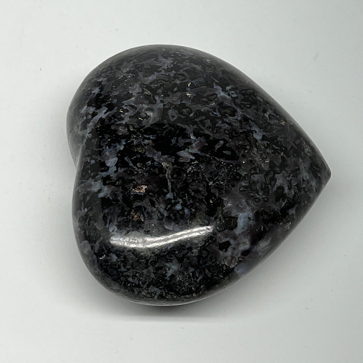 394.6g,3.1"x3.5"x1.5" Indigo Gabro Merlinite Heart Gemstone @Madagascar,B19939