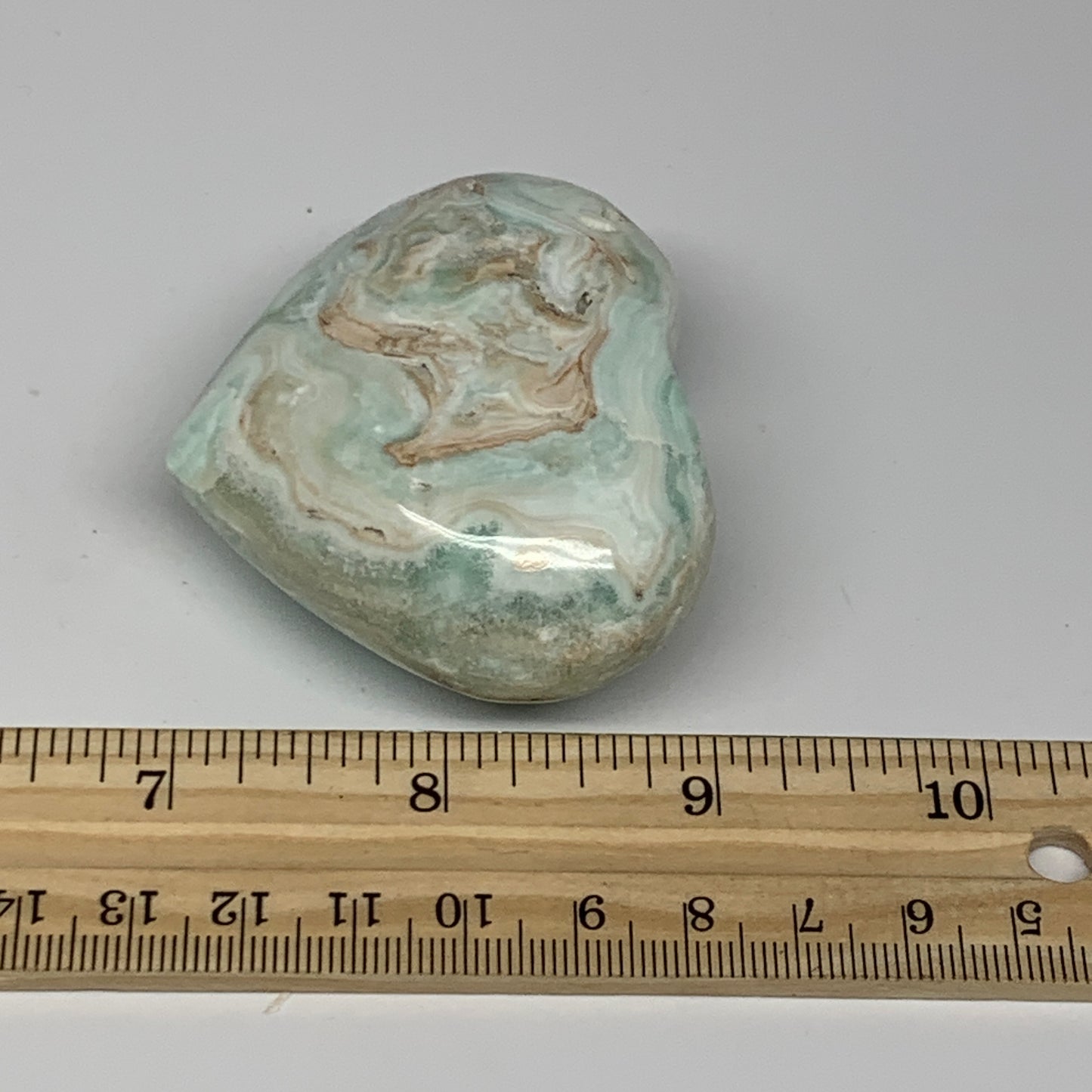 125.8g, 2"x2.4"x1.2" Blue Aragonite Heart Gemstones @Afghanistan, B26530