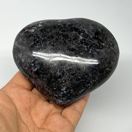 428.8g,3.2"x3.8"x1.4" Indigo Gabro Merlinite Heart Gemstone @Madagascar,B19940
