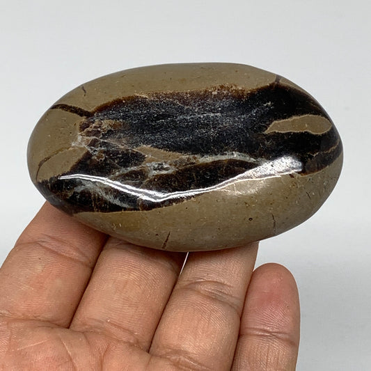 123.7g,3"x1.9"x0.8" Septarian Nodule Palm-Stone Polished Reiki Madagascar,B5019