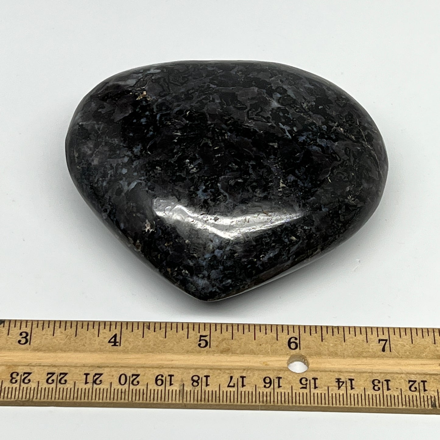 428.8g,3.2"x3.8"x1.4" Indigo Gabro Merlinite Heart Gemstone @Madagascar,B19940