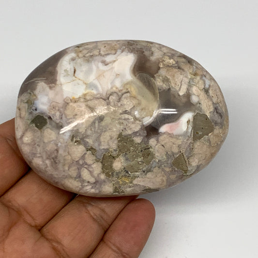 174.3g,3"x2.2"x1.2", Flower Agate Palm-Stone Crystal Reiki @Madagascar,B16179