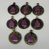 65g, 8pcs, Turkmen Coins Jeweled Synthetic Pink Tribal @Afghanistan, B14546