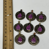 65g, 8pcs, Turkmen Coins Jeweled Synthetic Pink Tribal @Afghanistan, B14546