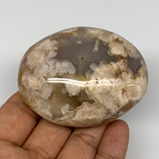 156.2g,2.7"x2.1"x1.3", Flower Agate Palm-Stone Crystal Reiki @Madagascar,B16180