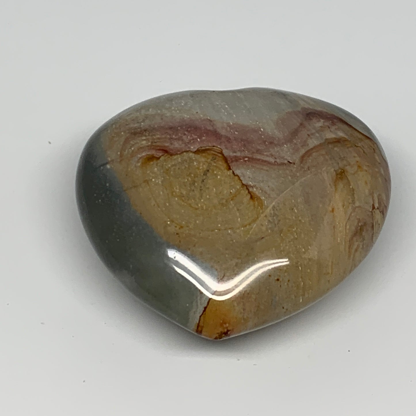 298.6g, 3.1"x3.3"x1.5" Polychrome Jasper Heart Polished Healing Crystal, B17737