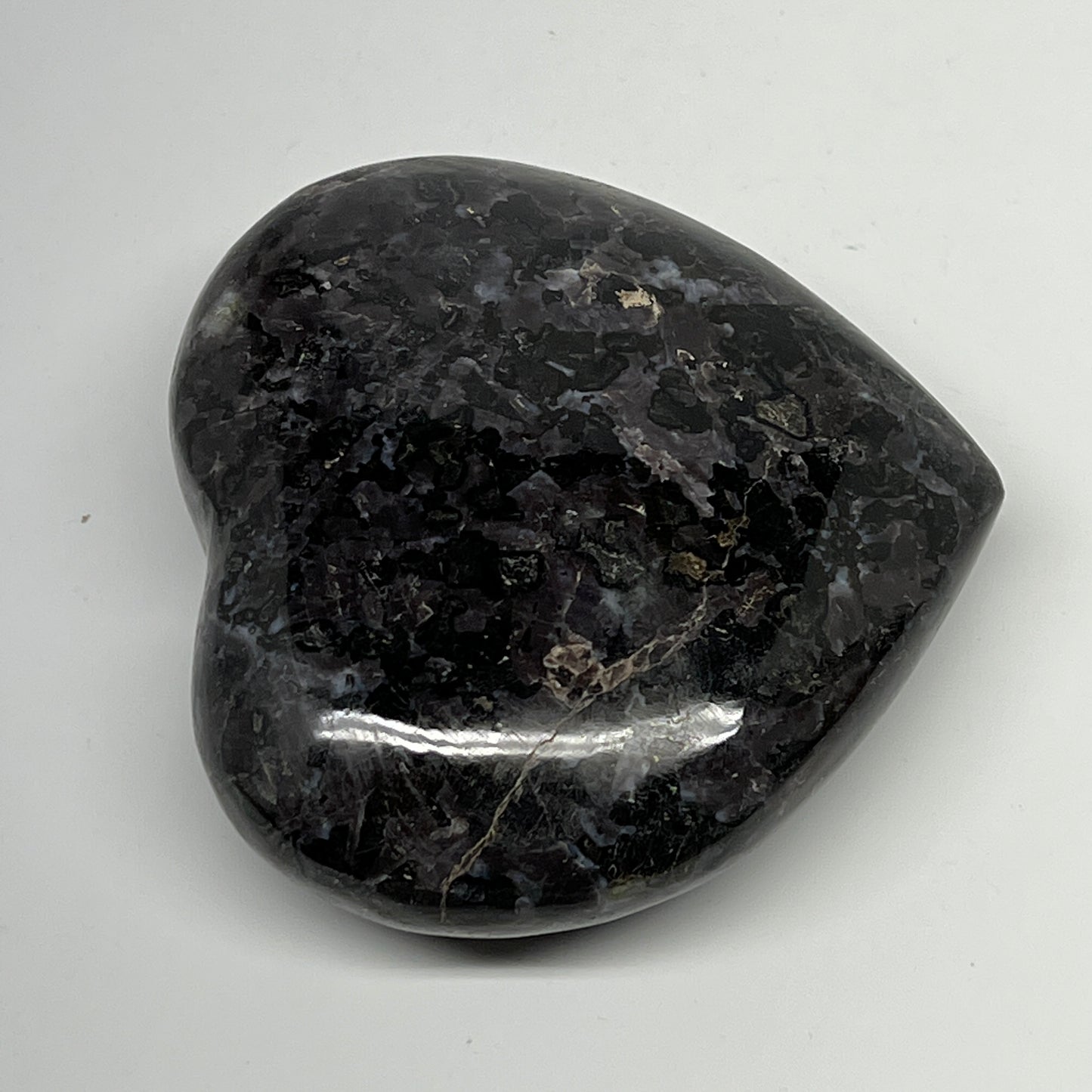 370.9g,3.2"x3.5"x1.3" Indigo Gabro Merlinite Heart Gemstone @Madagascar,B19942