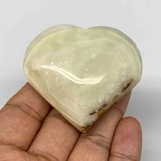 97.5g, 2.1"x2.2"x1" Natural Green Onyx Heart Polished Healing Crystal, B7661