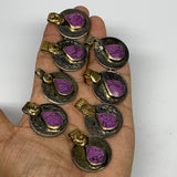 69g, 8pcs, Turkmen Coins Jeweled Synthetic Pink Tribal @Afghanistan, B14549