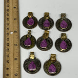 69g, 8pcs, Turkmen Coins Jeweled Synthetic Pink Tribal @Afghanistan, B14549