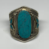 56.2g, 3.2" Vintage Reproduced Afghan Turkmen Synthetic Turquoise Cuff Bracelet,