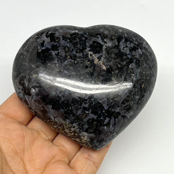 369.1g,3.2"x3.6"x1.3" Indigo Gabro Merlinite Heart Gemstone @Madagascar,B19944