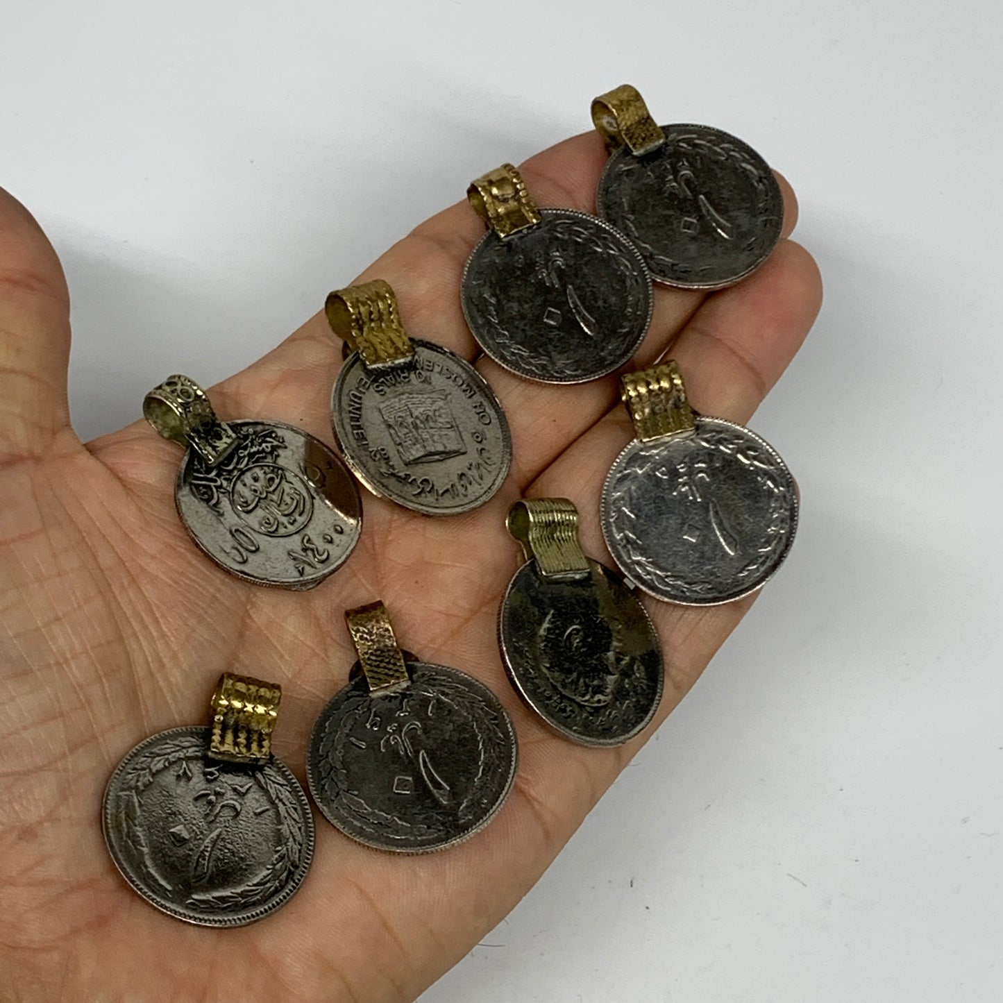 72g, 8pcs, Turkmen Coins Jeweled Synthetic Pink Tribal @Afghanistan, B14550