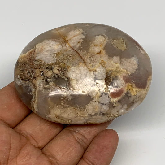 153.7g,2.9"x2.3"x1.1", Flower Agate Palm-Stone Crystal Reiki @Madagascar,B16182