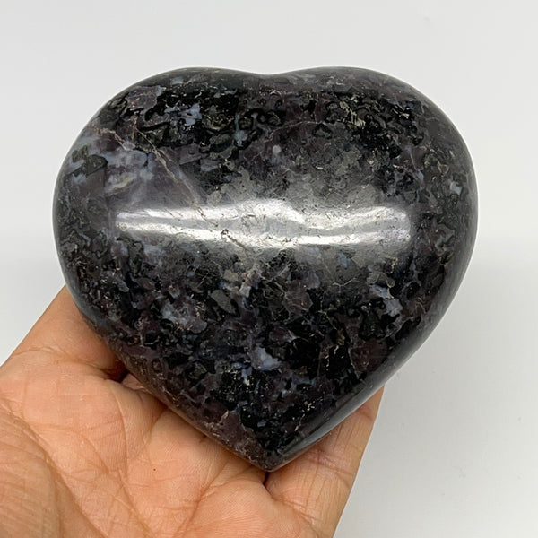 375.7g,3.2"x3.3"x1.4" Indigo Gabro Merlinite Heart Gemstone @Madagascar,B19945