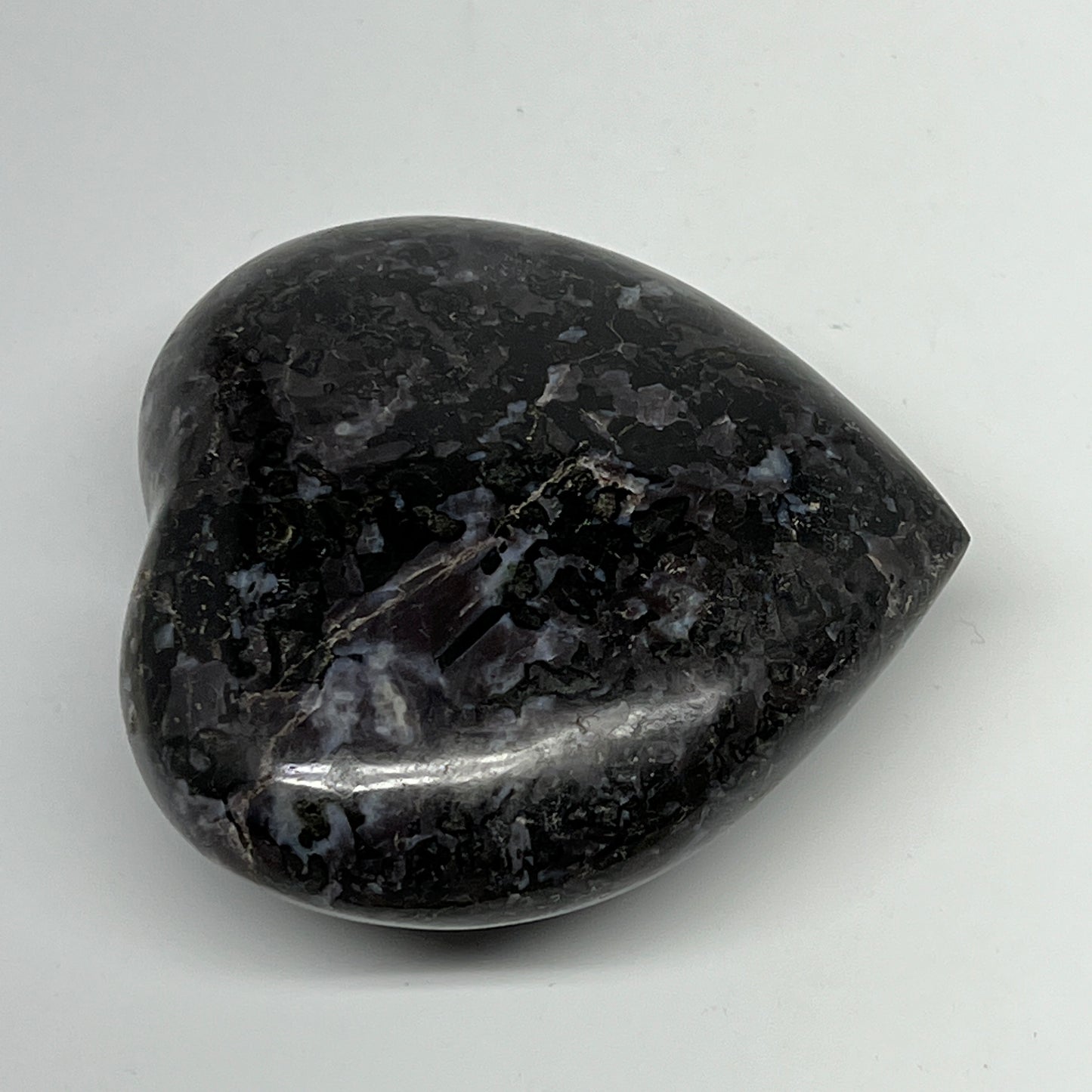 375.7g,3.2"x3.3"x1.4" Indigo Gabro Merlinite Heart Gemstone @Madagascar,B19945