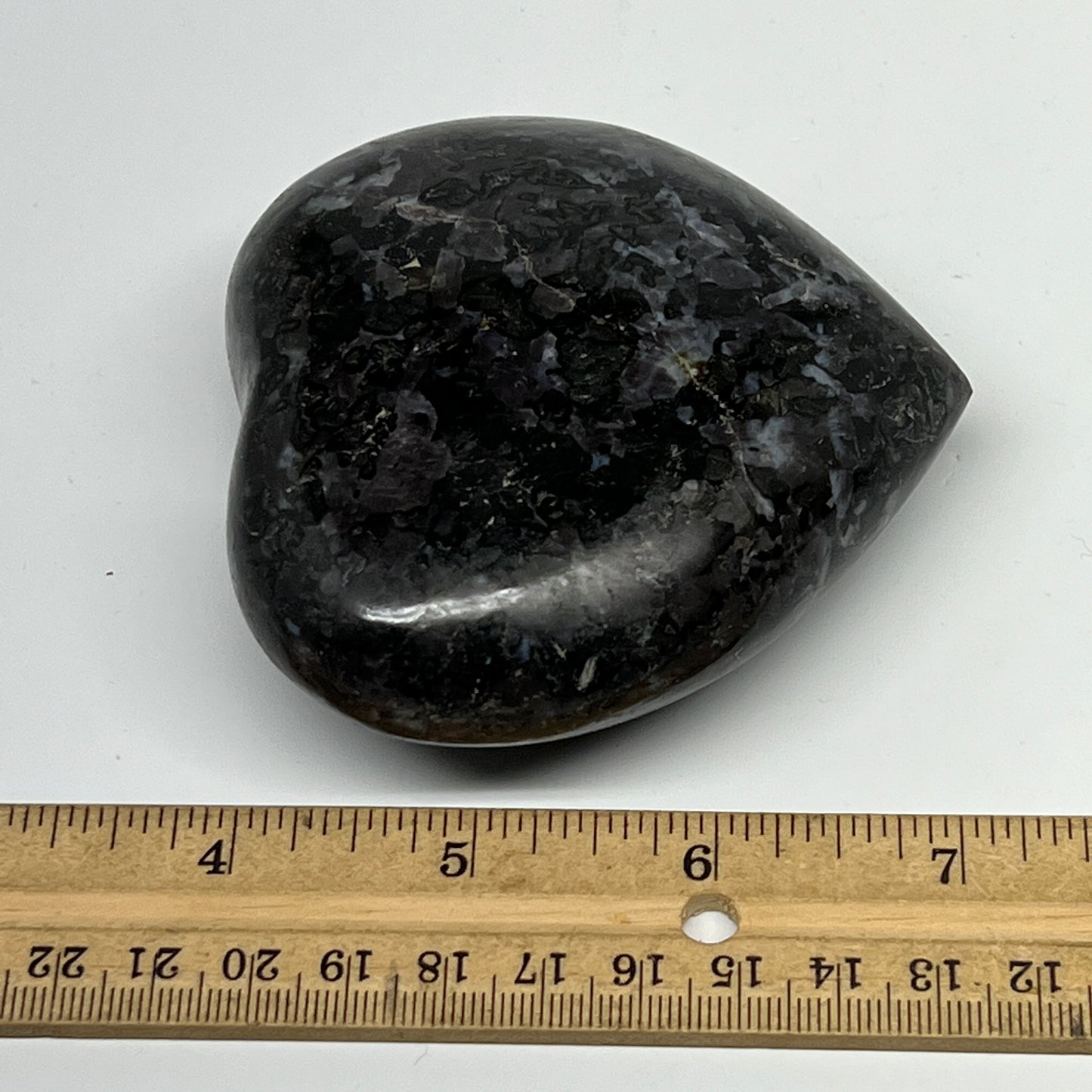 375.7g,3.2"x3.3"x1.4" Indigo Gabro Merlinite Heart Gemstone @Madagascar,B19945