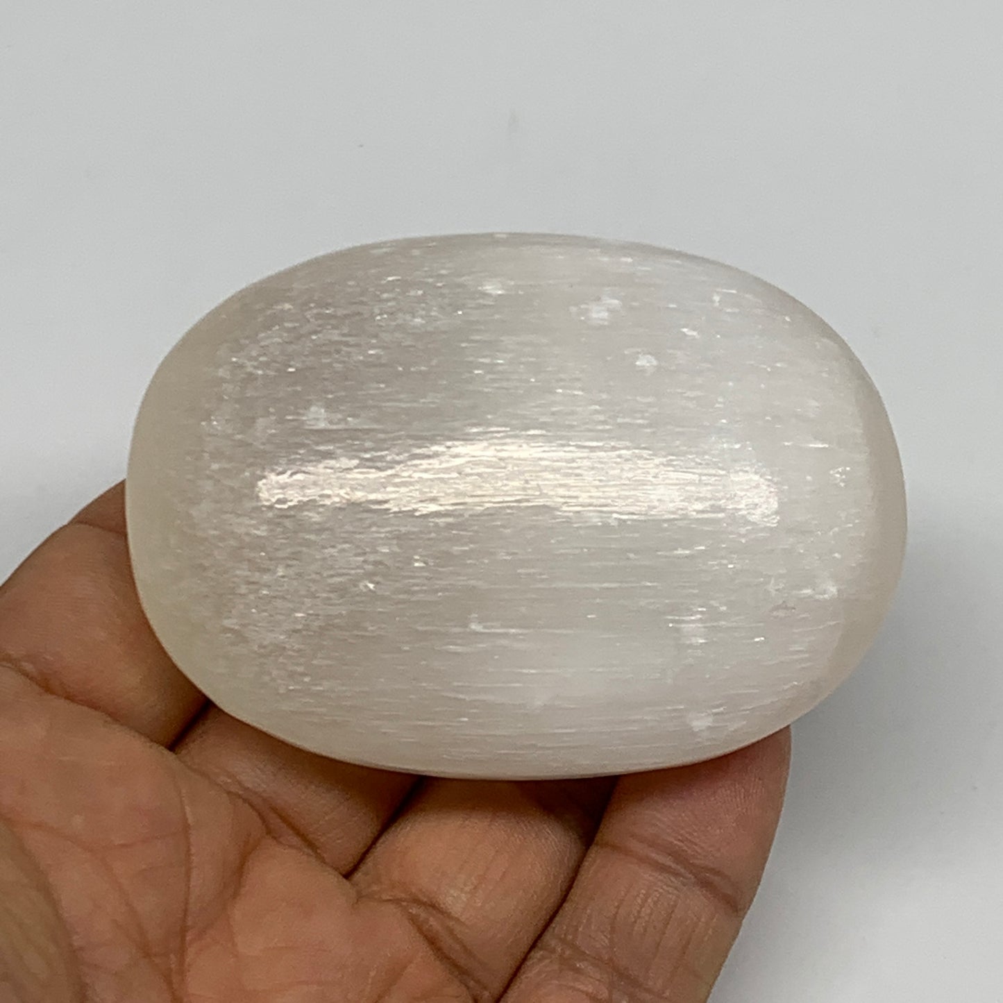 115g, 2.6"x1.9"x1", White Satin Spar (Selenite) Palmstone Crystal Gypsum, B22593