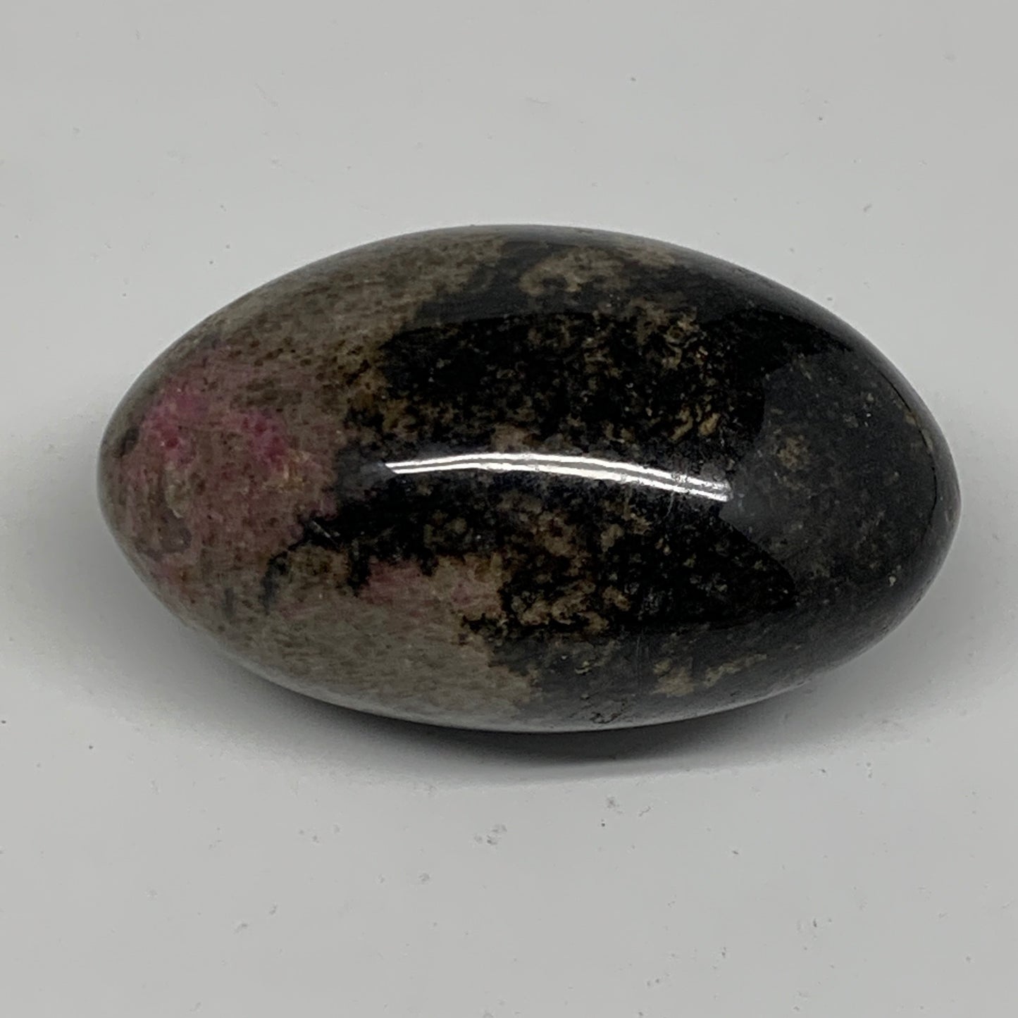 221.6g, 2.8"x1.7"x1.6", Rhodonite Palm-Stone Polished Reiki Madagascar,B12097
