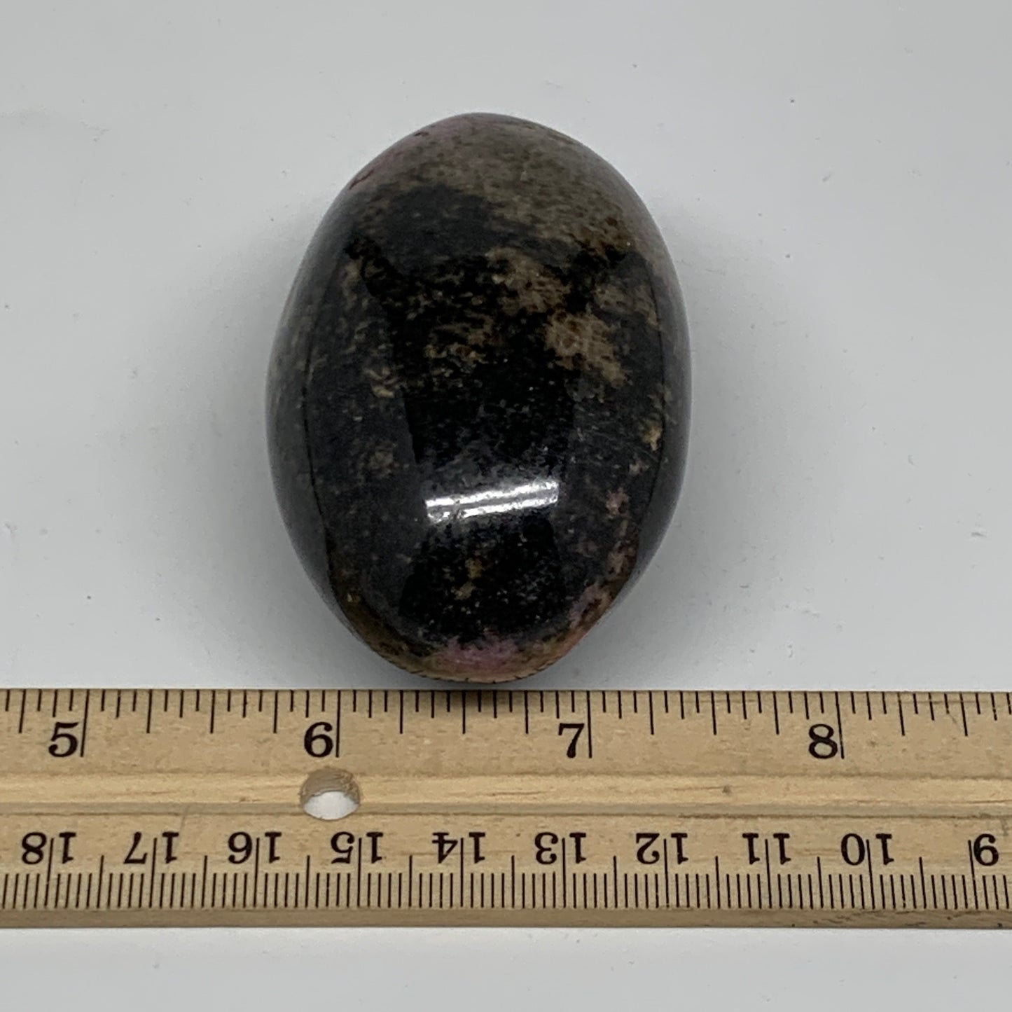 221.6g, 2.8"x1.7"x1.6", Rhodonite Palm-Stone Polished Reiki Madagascar,B12097