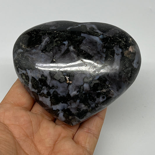 346.7g,3"x3.6"x1.3" Indigo Gabro Merlinite Heart Gemstone @Madagascar,B19947
