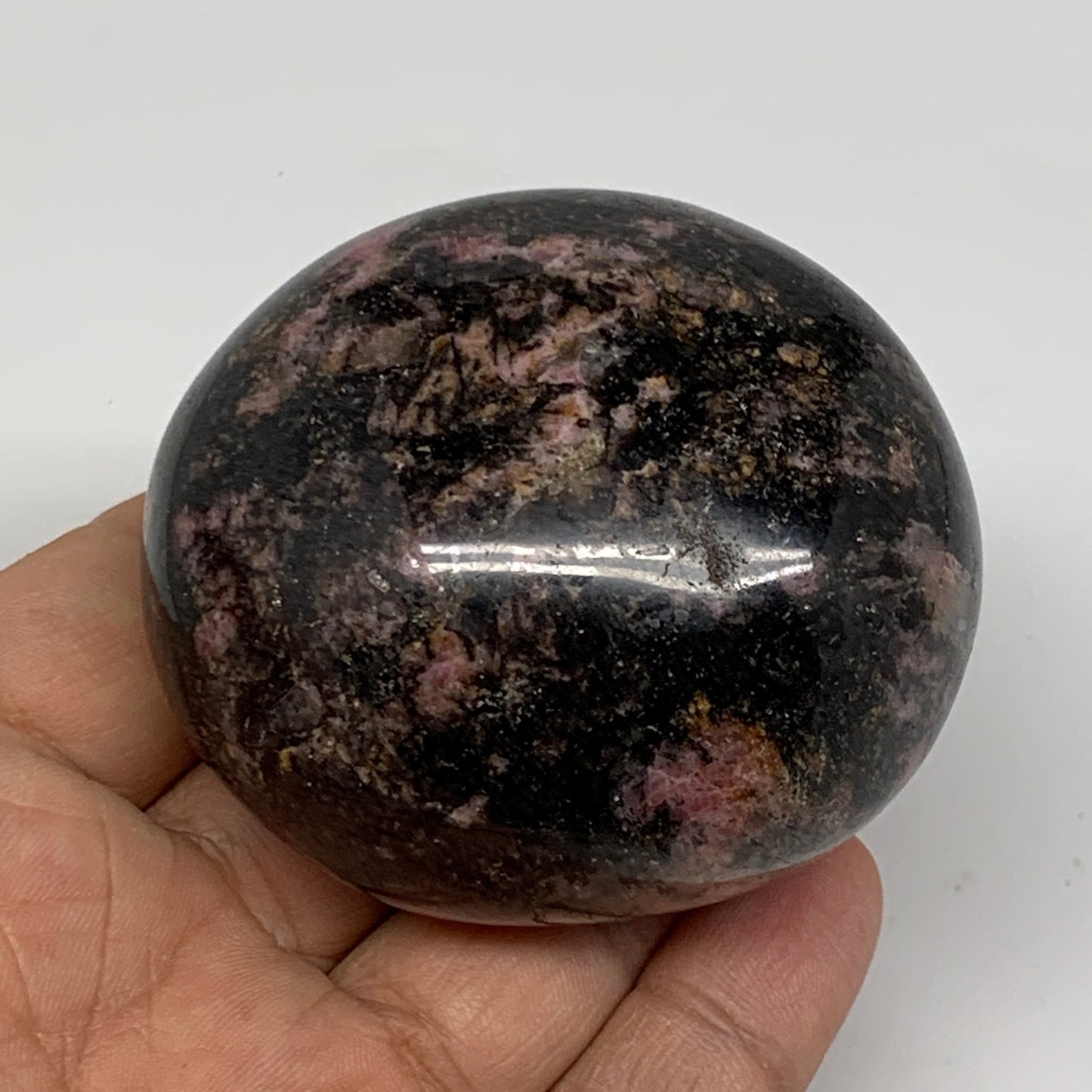 238g, 2.4"x2.1"x1.6", Rhodonite Palm-Stone Polished Reiki Madagascar,B12099