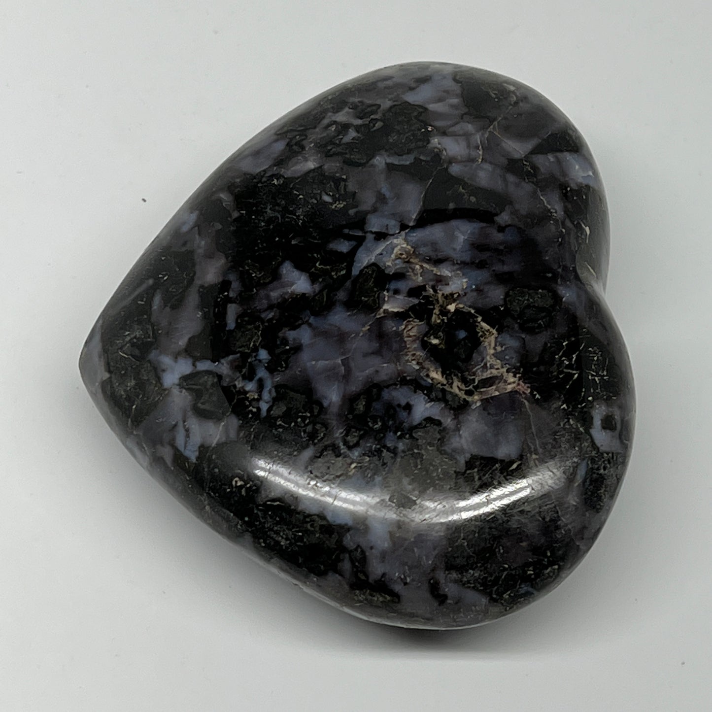 346.7g,3"x3.6"x1.3" Indigo Gabro Merlinite Heart Gemstone @Madagascar,B19947