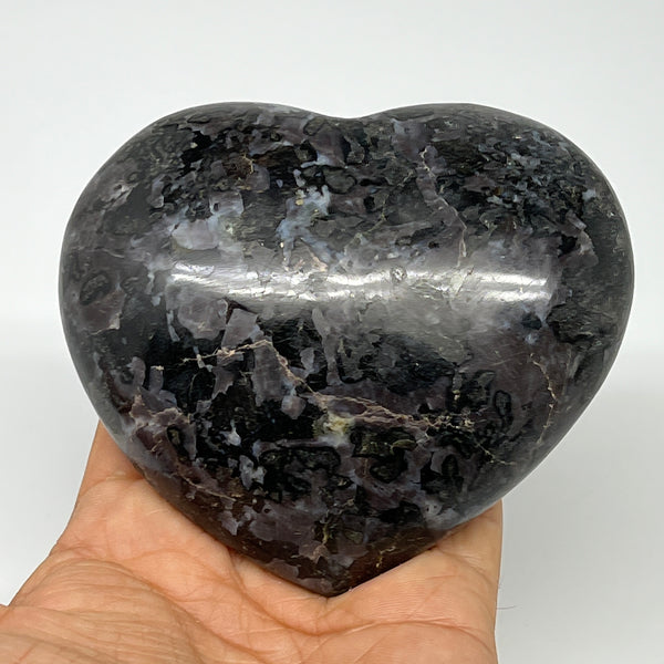 464.5g,3.5"x3.9"x1.4" Indigo Gabro Merlinite Heart Gemstone @Madagascar,B19948