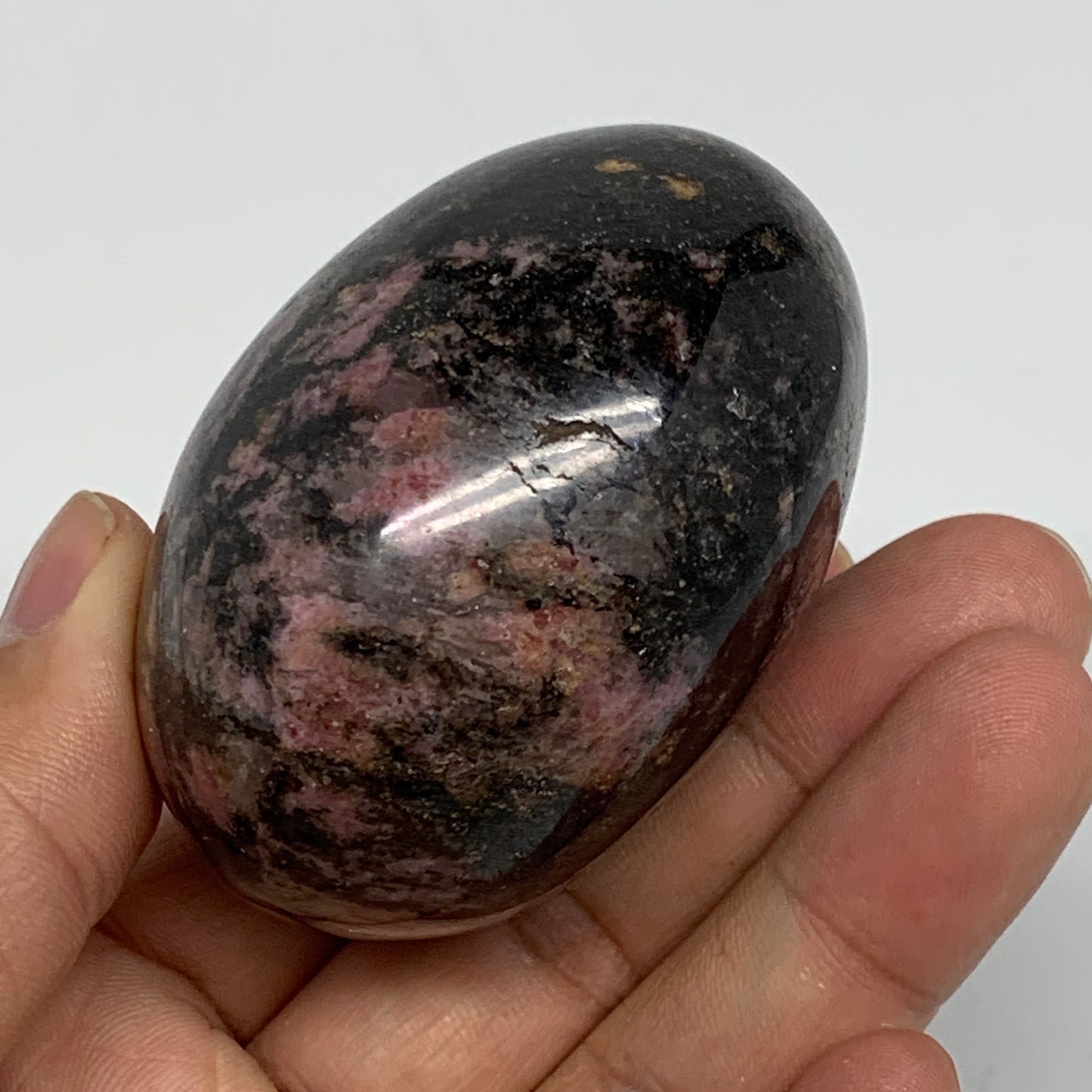 238g, 2.4"x2.1"x1.6", Rhodonite Palm-Stone Polished Reiki Madagascar,B12099