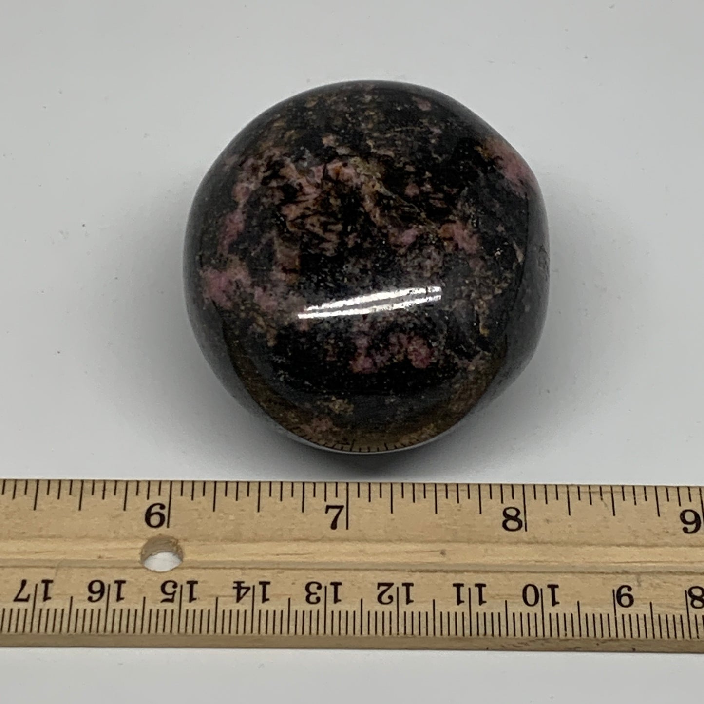 238g, 2.4"x2.1"x1.6", Rhodonite Palm-Stone Polished Reiki Madagascar,B12099