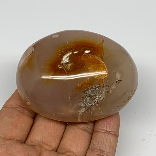 169.9g,2.8"x2.2"x1.3", Flower Agate Palm-Stone Crystal Reiki @Madagascar,B16187