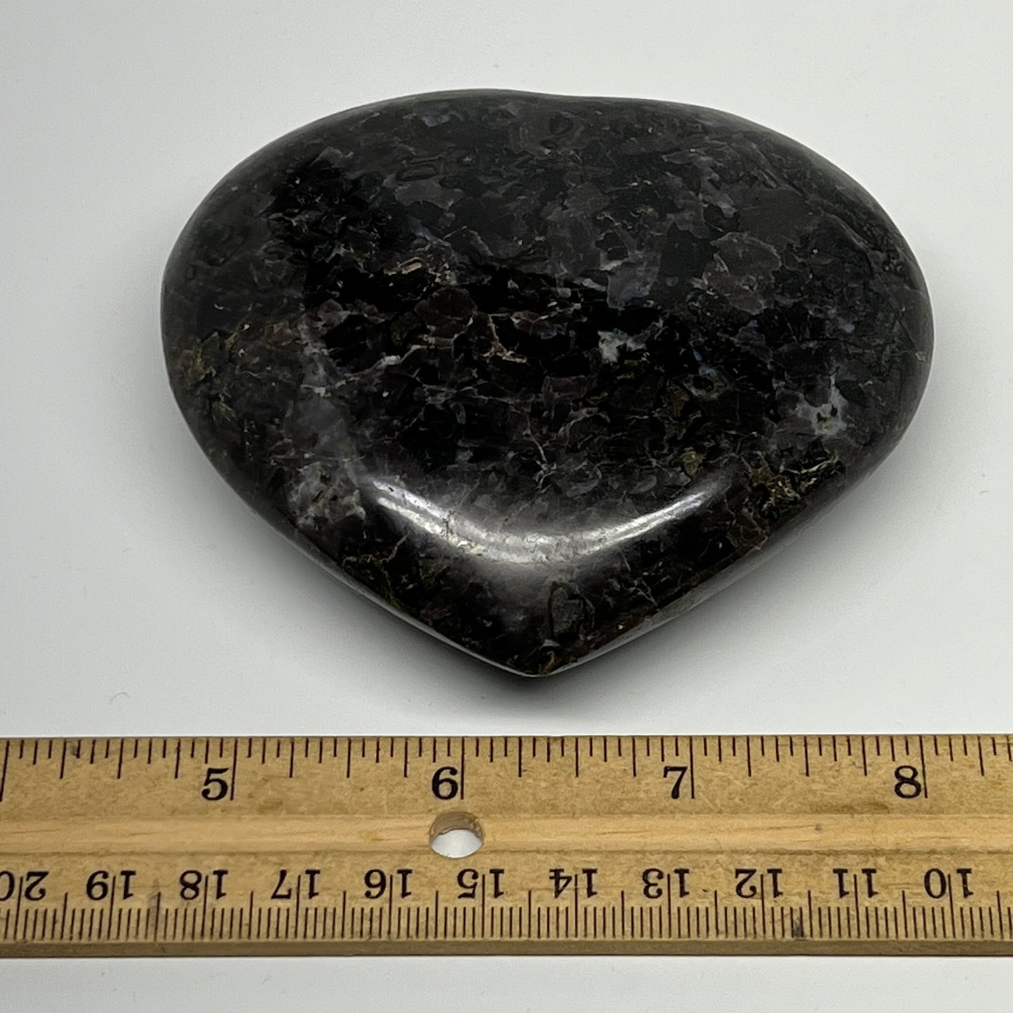 353.1g,3.3"x3.6"x1.2" Indigo Gabro Merlinite Heart Gemstone @Madagascar,B19949