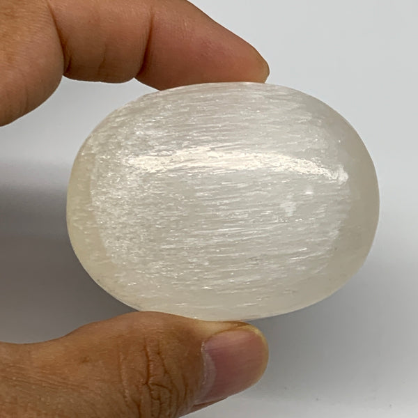 69g, 2.1"x1.6"x0.9", White Satin Spar (Selenite) Palmstone Crystal Gypsum, B2259
