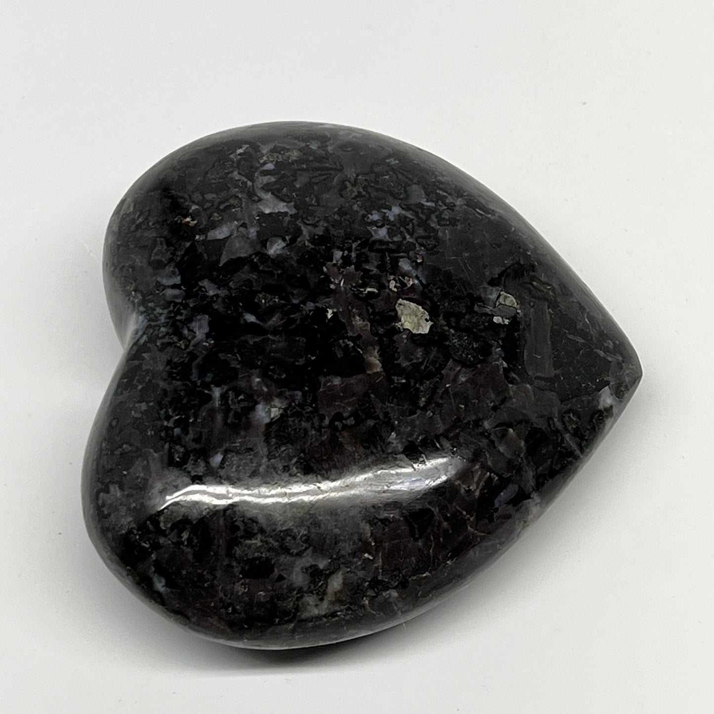 460g,3.5"x3.8"x1.6" Indigo Gabro Merlinite Heart Gemstone @Madagascar,B19950