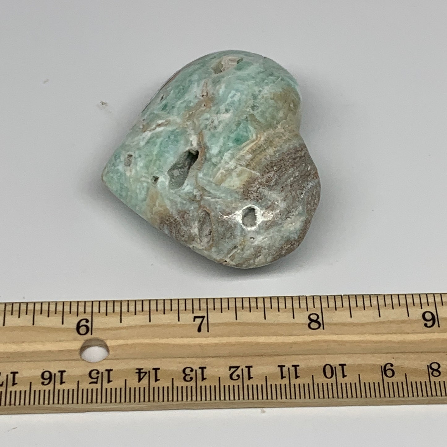 96.2g, 2"x2.4"x1.1" Blue Aragonite Heart Gemstones @Afghanistan, B26542