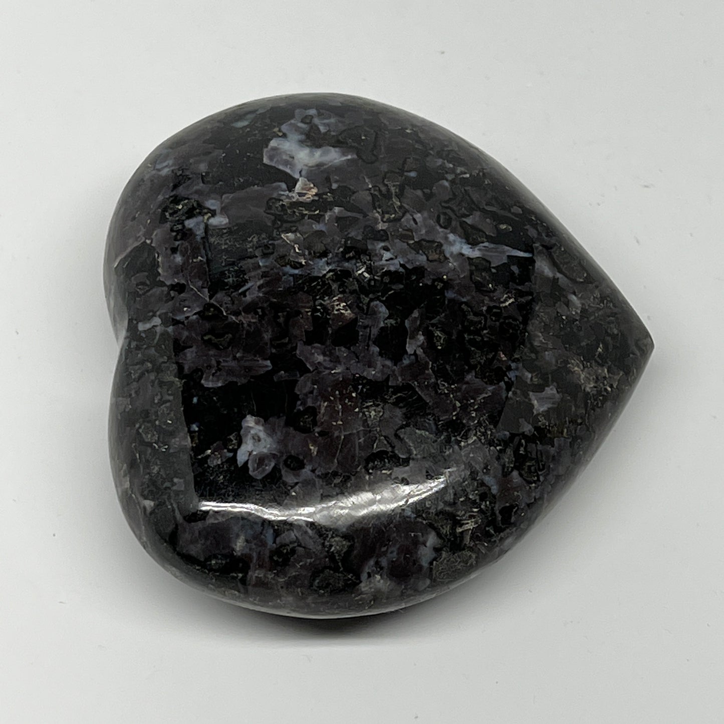 387.3g,3.3"x3.7"x1.2" Indigo Gabro Merlinite Heart Gemstone @Madagascar,B19951