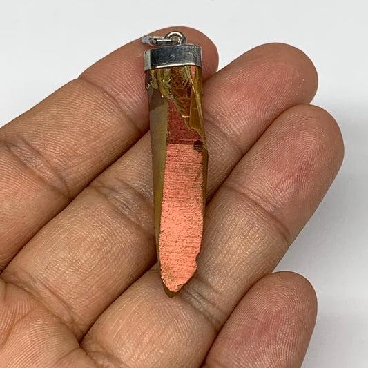 5g, 1.8"x0.4"x0.3", Moss Green Point Pendant Sterling Silver @Brazil,P001, CTS28