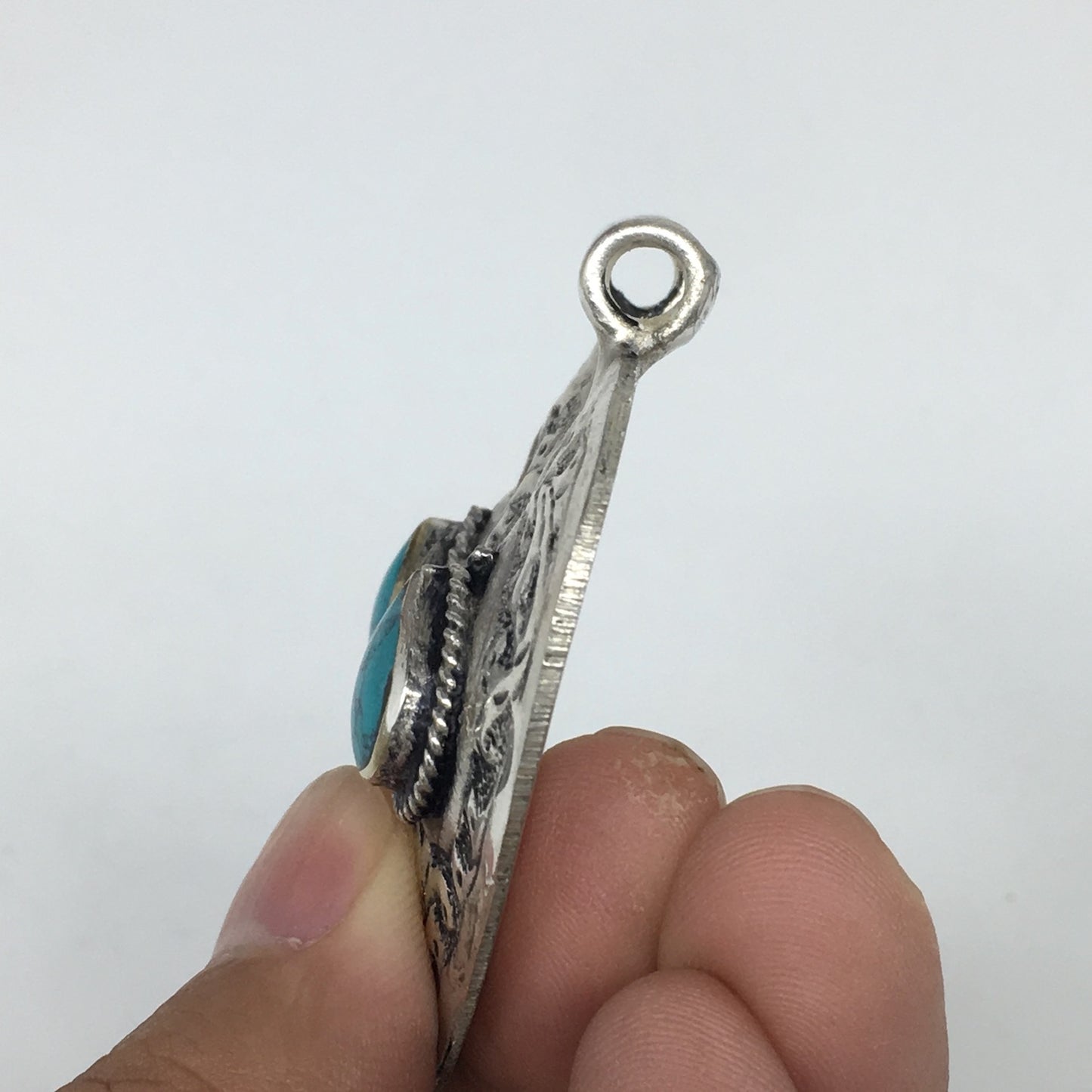 1pc,2.3"x2.1"x0.4",Turkmen Pendant Green Turquoise Inlay Square Shape,TN577