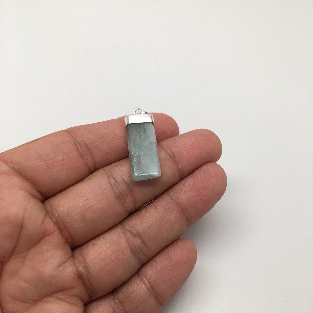 15 cts Polished Aquamarine+ Cab Pendant Sterling Silver Handmade @Brazil,Bp11