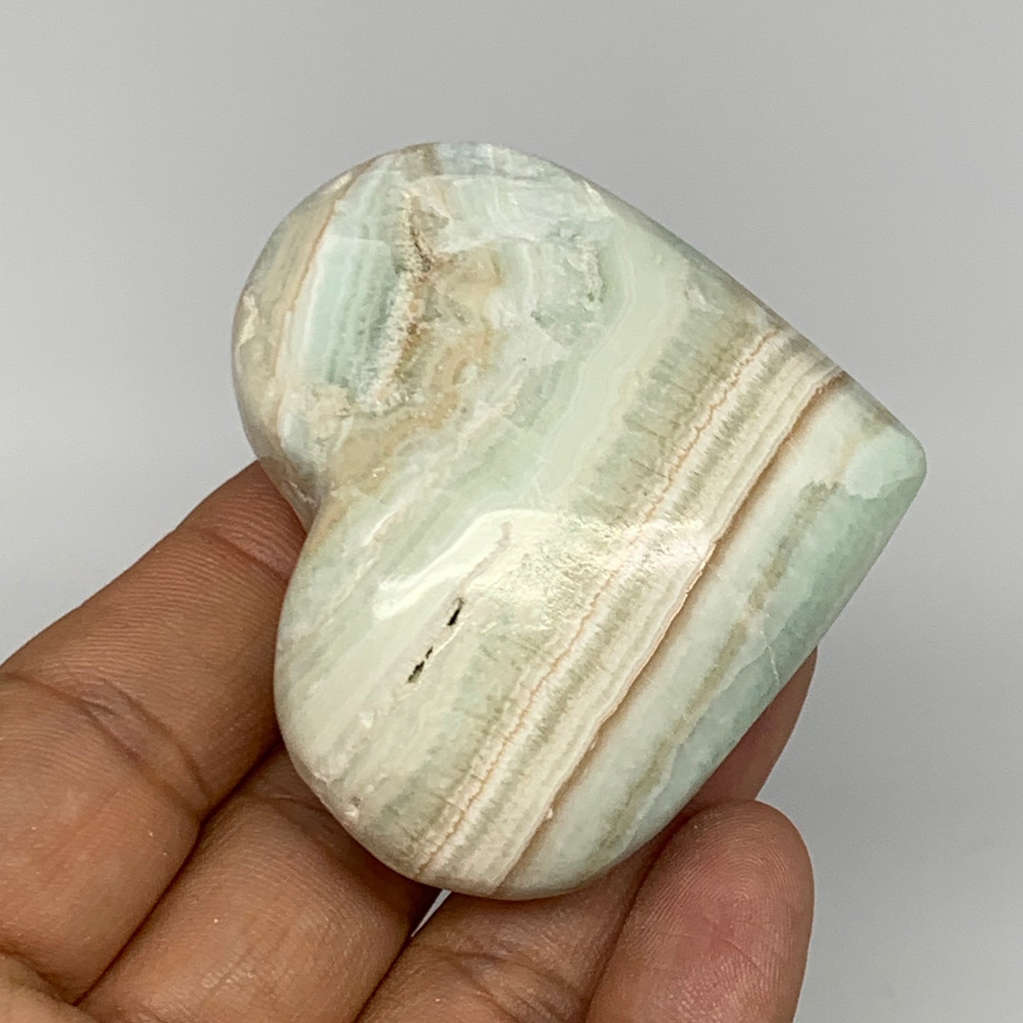 105.6g, 2.1"x2.4"x1.1" Blue Aragonite Heart Gemstones @Afghanistan, B26545