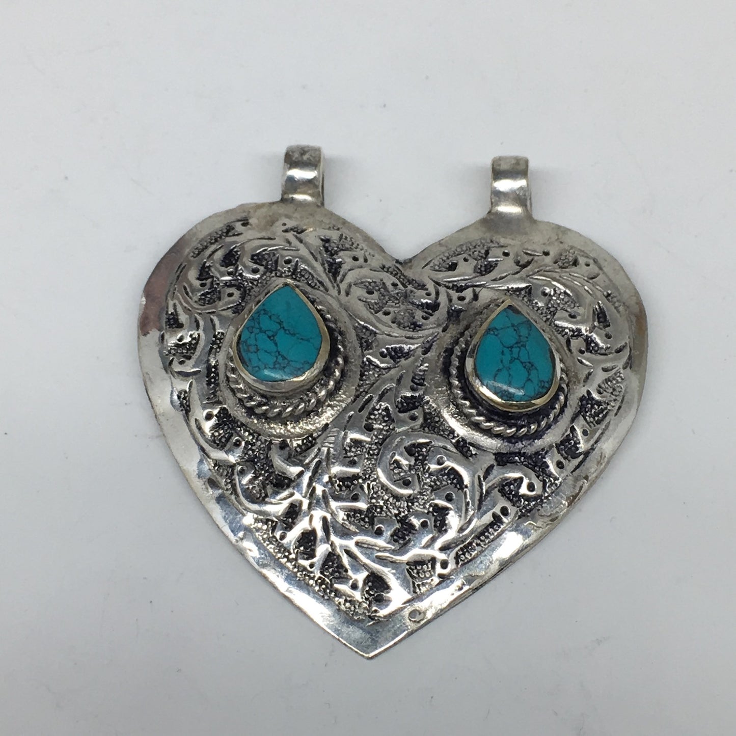 1pc,2.3"x2.1"x0.4",Turkmen Pendant Green Turquoise Inlay Square Shape,TN577