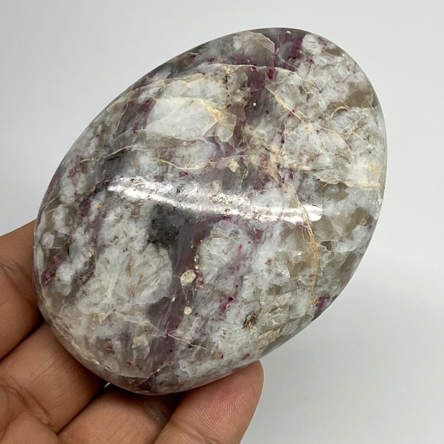 222.2g,3.2"x2.4"x1.3" Tourmaline Rubellite Palm-Stone Reiki @Madagascar,B20883