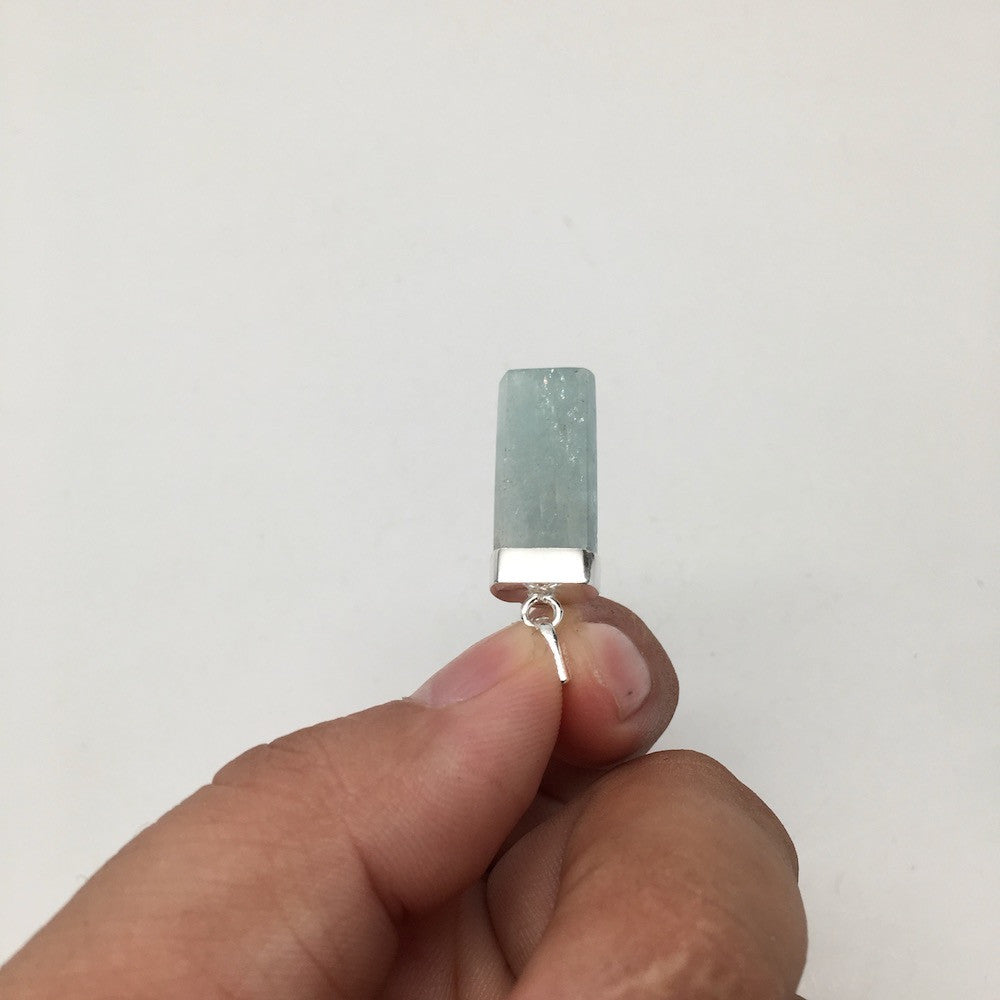 15 cts Polished Aquamarine+ Cab Pendant Sterling Silver Handmade @Brazil,Bp11