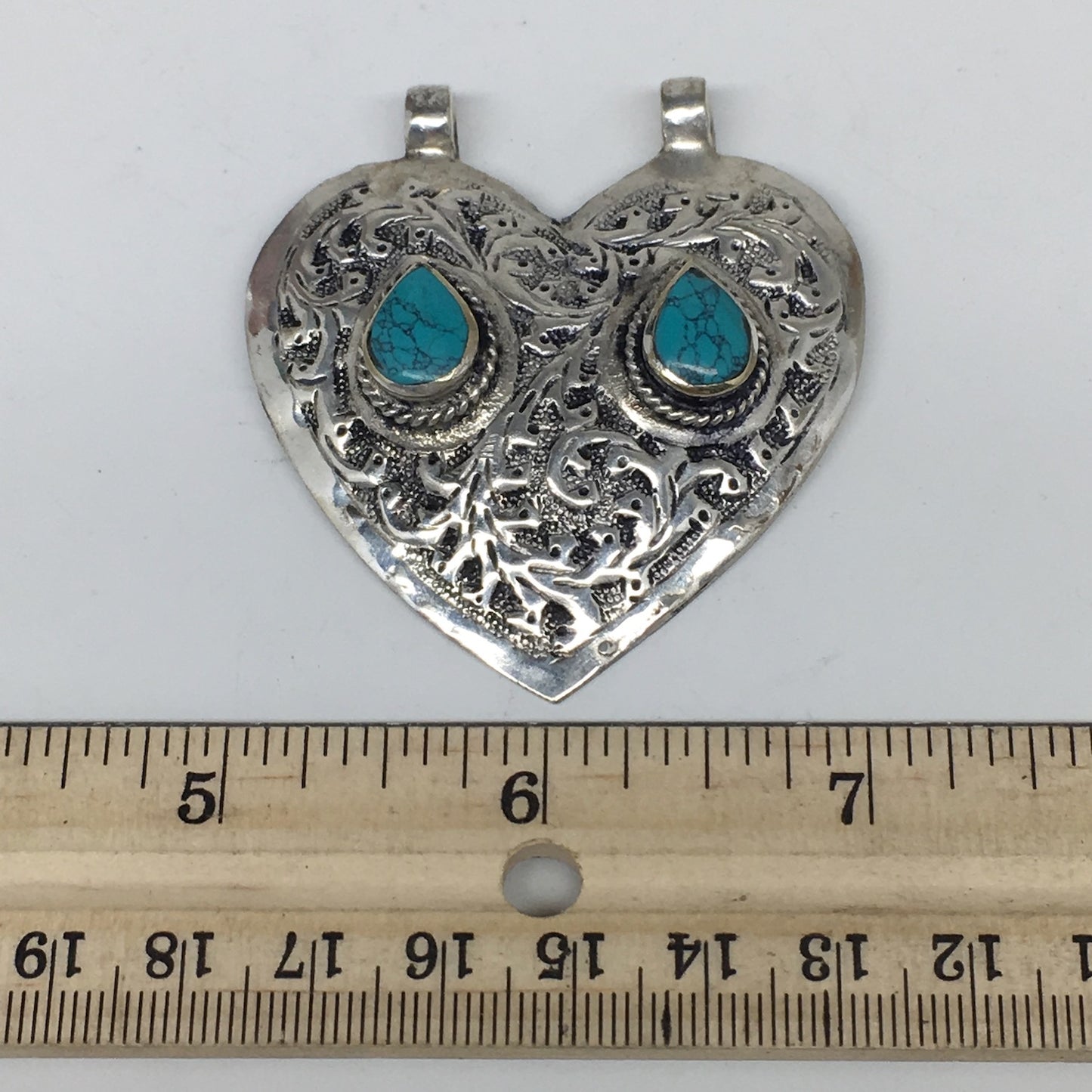 1pc,2.3"x2.1"x0.4",Turkmen Pendant Green Turquoise Inlay Square Shape,TN577