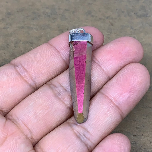 4.3g, 1.6"x0.4"x0.2", Moss Green Point Pendant Sterling Silver @Brazil,P001, CTS