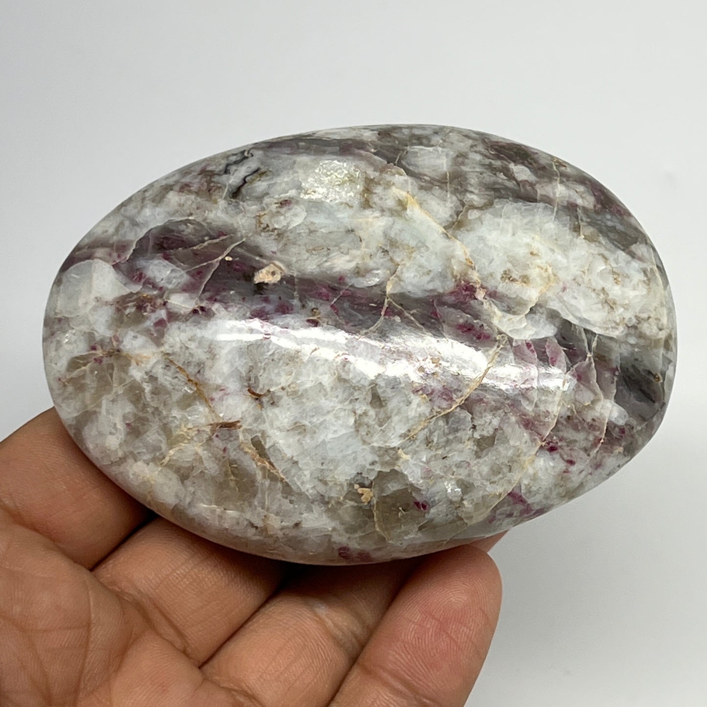 222.2g,3.2"x2.4"x1.3" Tourmaline Rubellite Palm-Stone Reiki @Madagascar,B20883
