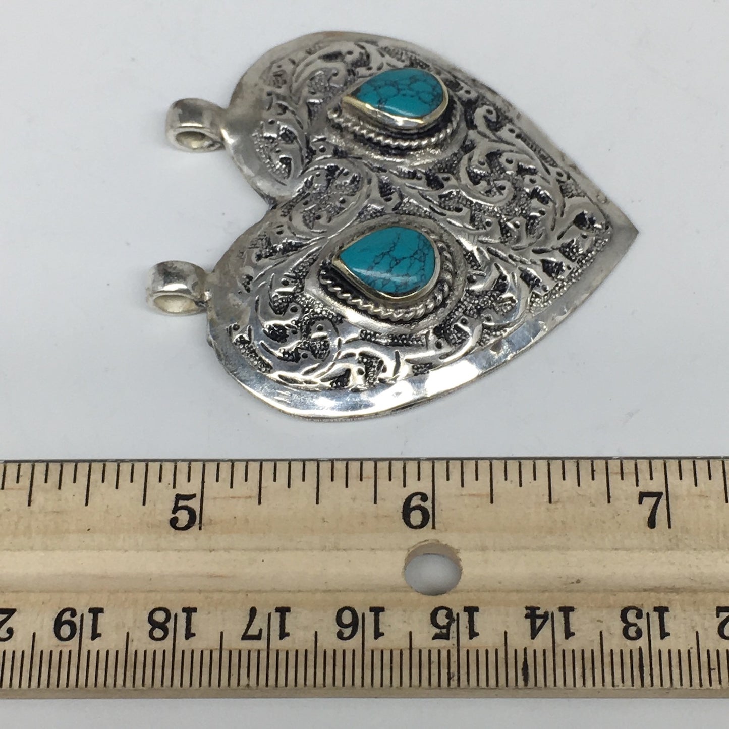 1pc,2.3"x2.1"x0.4",Turkmen Pendant Green Turquoise Inlay Square Shape,TN577