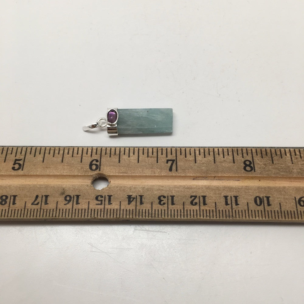 15 cts Polished Aquamarine+ Cab Pendant Sterling Silver Handmade @Brazil,Bp11