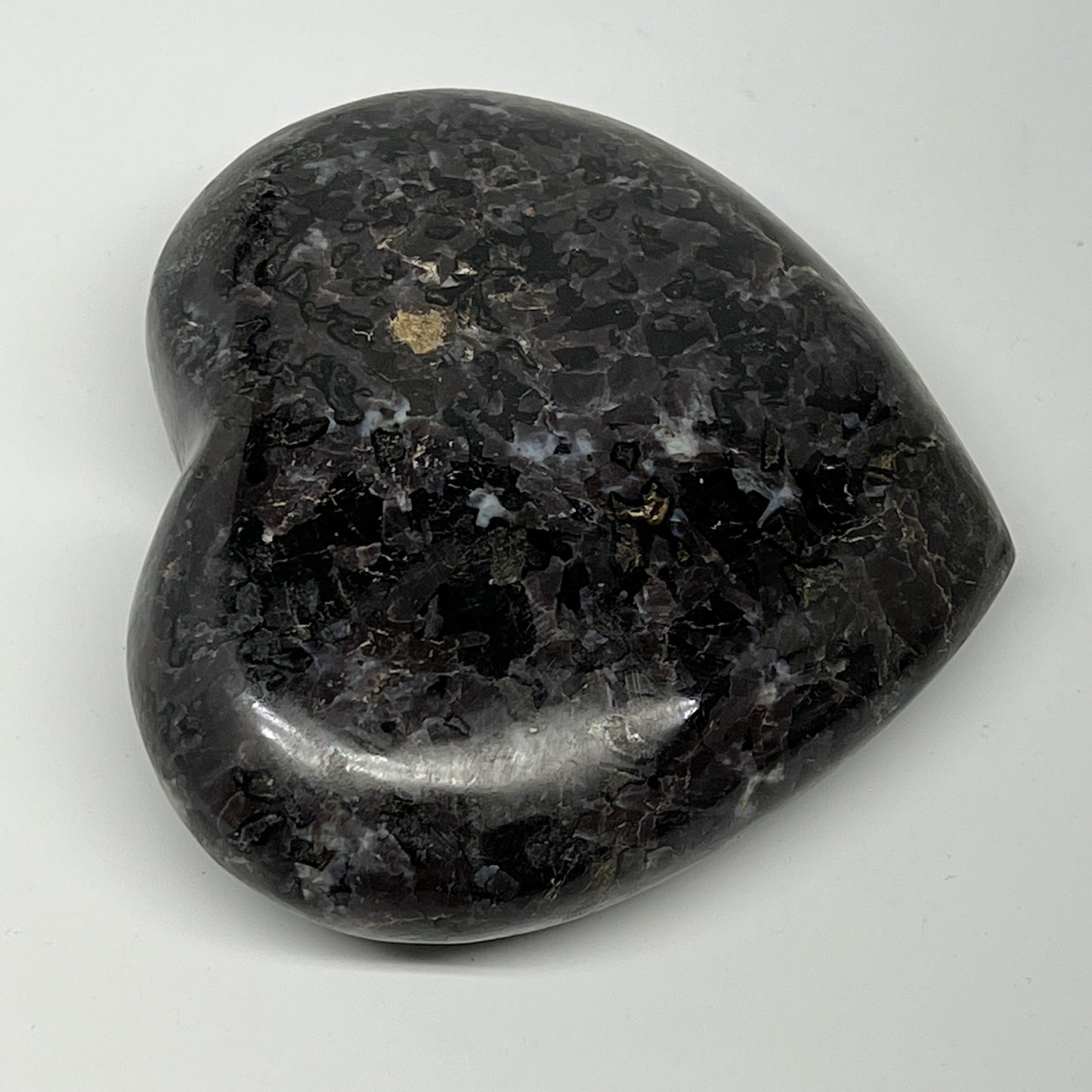 474.4g,3.6"x4.1"x1.2" Indigo Gabro Merlinite Heart Gemstone @Madagascar,B19953