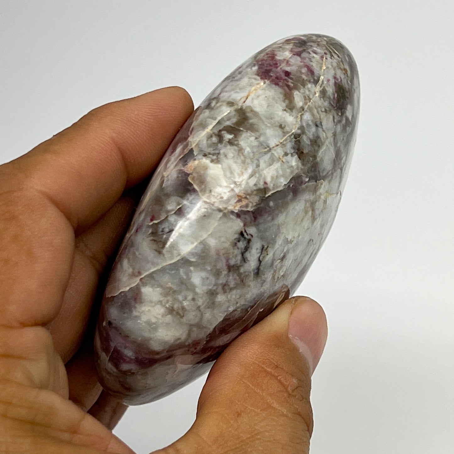 222.2g,3.2"x2.4"x1.3" Tourmaline Rubellite Palm-Stone Reiki @Madagascar,B20883